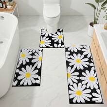 Pauwer 3 Piece Bathroom Rug Mat Set, Microfiber Shaggy Bath Mat Set, Non-Slip Ultra Soft Carpet Mats, Absorbent Bathroom Mat Set With U-Shaped Toilet Mat For Bathroom, Tub, Shower - 黛西布萊克 - 查看 8