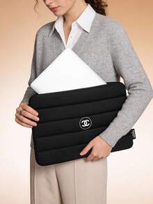 CHANEL 黑色菱形图案方形化妆包，带金属标签，耐用多功能收纳袋，Y2K时尚礼物，适合送给女朋友，四季皆宜 - 黑色 - 查看 3