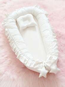 新生儿婴儿床，婴儿摇篮，儿童游戏屋，秋叶印花婴儿睡眠床垫 | 便携式带提手同睡摇篮 | 可机洗，适合0-3个月新生儿的婴儿房必备用品 - 裙子邊 - 查看 4