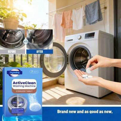 JAYSUING 1 Box/3 Boxes Washing Machine Cleaner Tablets, Automatic Drum Cleaning Tablets To Remove Dirt And Odor, Deep Cleaning, Deodorizing, Quick Penetration, Protects Inner Drum, Suitable For Pulsator And Drum Washing Machines