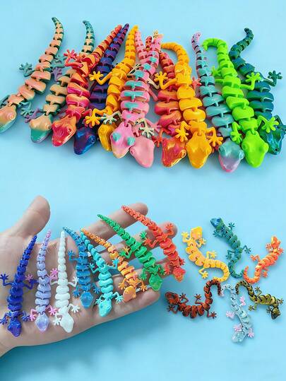 2/5/10/20/30pcs Gecko Figurines, With Gift Bags - Movable Joints, Vibrant Colors - Party Favor Packs, Colorful Animal Models, Suitable For Birthday Gifts, Holiday Gifts - Party Favor Bag Fillers, Easter Gifts - Office Decor, Desktop Ornaments