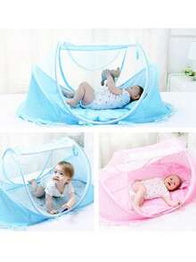 IMPORTEEK 1 Pieza Mosquitero Plegable para Bebé Tienda Portátil para Cuna Dormitorio Exterior - Azul - Ver 6