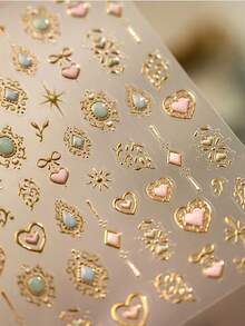 1pc Hot Stamping Jelly Heart French Light Luxury Embossed Love Shape Pattern Nail Art Stickers 5D Elegant Romantic Nail Decals Self-Adhesive Manicure Accents For Women And Girls - Multicolor - View 9