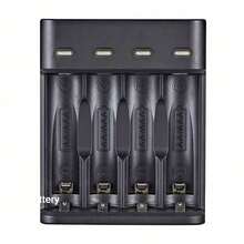 4-Slot Smart USB Charger, Charges AA/AAA Batteries, High-Current Fast Charging, Green LED Full Charge Indicator, Overcharge Protection, Working Voltage ≤36V, USB Powered (Batteries Not Included) - View 7