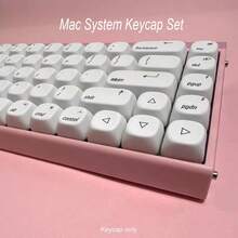 124 Keys Style Keycaps, Minimalist Retro Design Keycaps, MOA Height Spherical Keycaps, PBT Dye-Sublimated, Suitable For 61/64/75/87/98/104/108 Key Mechanical Keyboards - View 1