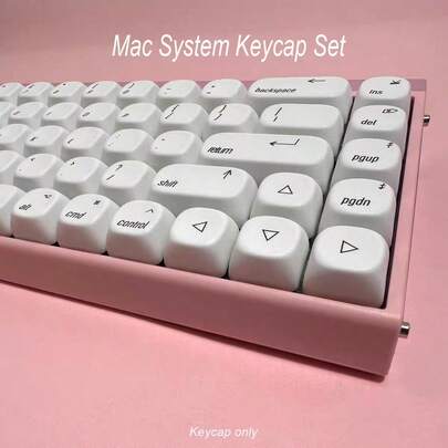 124 Keys Style Keycaps, Minimalist Retro Design Keycaps, MOA Height Spherical Keycaps, PBT Dye-Sublimated, Suitable For 61/64/75/87/98/104/108 Key Mechanical Keyboards