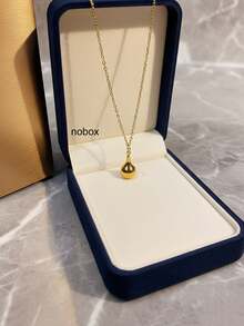 1pc Gold Stainless Steel 18K Gold-Plated Gourd Pendant Long Necklace, Fashionable Elegant Minimalist, Suitable For Daily Wear, Layering And Matching - Gold - View 8