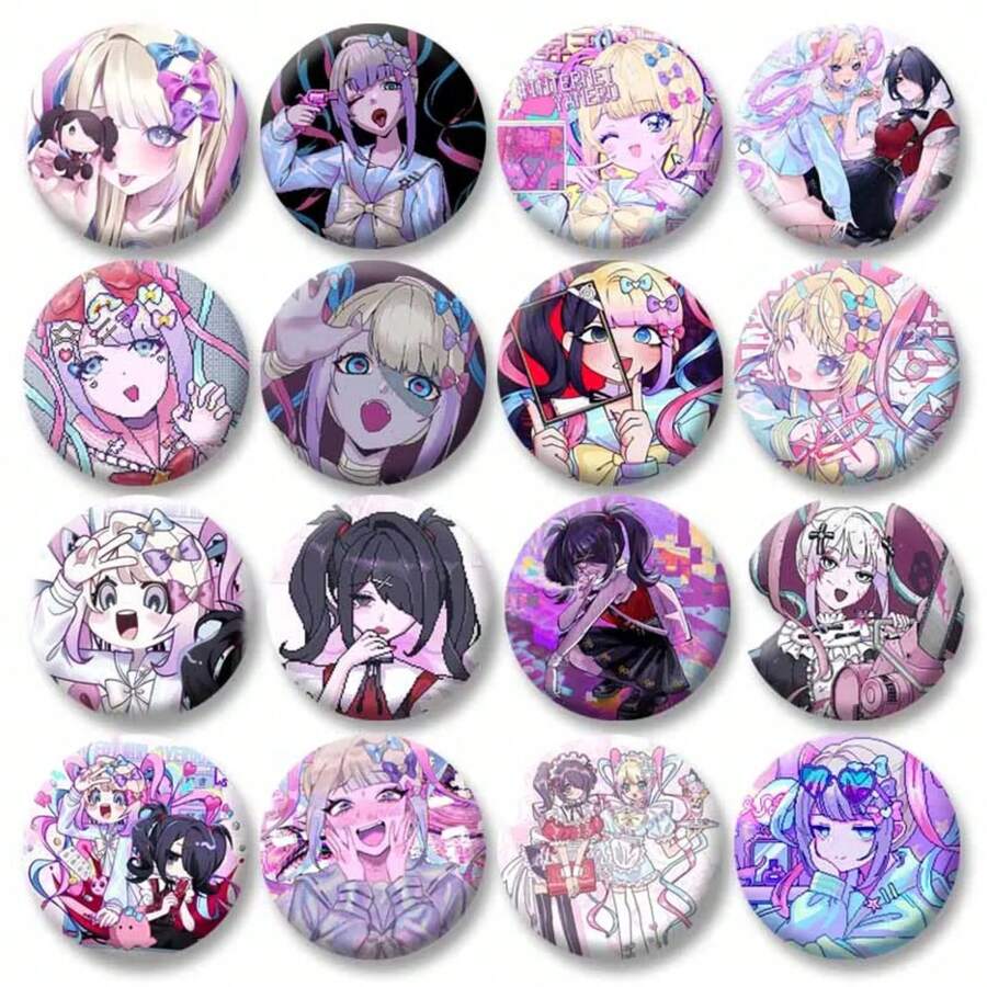 Cool Pink Needy Girl Pin de solapa Kangel Ame Chan insignia de dibujos animados hojalata broche redondo sombrero mochila accesorios regalos para fanáticos del juego T7EN - estilo-21 - Ver 1