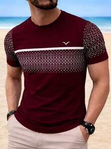 Men's Crew Neck T-Shirt - NEW - Burgundy - View 1