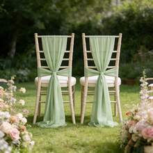 10pcs Satin Ribbon Chair Sash, Rectangular Reusable Decorations For Anniversary, Wedding, Valentine's Day Celebration, Multi-Color - Mint Green - View 2