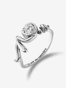 1 chiếc nhẫn cưới nữ bằng bạc sterling 925 họa tiết dây leo tối giản, đính đá Cubic Zirconia sang trọng, nhẫn cưới tinh tế, quà tặng cho cặp đôi đính hôn. - Bạc - Xem 15