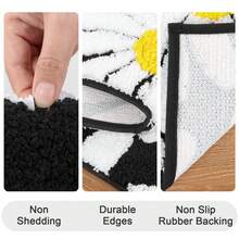 Pauwer 3 Piece Bathroom Rug Mat Set, Microfiber Shaggy Bath Mat Set, Non-Slip Ultra Soft Carpet Mats, Absorbent Bathroom Mat Set With U-Shaped Toilet Mat For Bathroom, Tub, Shower - 黛西布萊克 - 查看 6