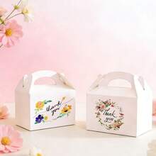 5Pcs Floral Thank You Paper Gift Boxes With Handles – Party Favor Boxes For Wedding, Bridal Shower, Birthday, Candy, Cookies, Small Gifts – Bulk Wholesale - Large Tote Box - View 6