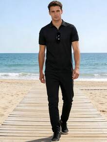 Men's Quick-Drying Polo-Style Shirt, Ideal For Summer; Short-Sleeved Tactical Shirt That Is Quick-Drying, Breathable, And Fast-Drying. - 黑色 - 查看 7