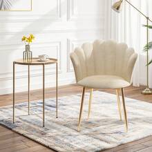 Luxstein Velvet Armchair With Golden Metal Legs, Elegant And Comfortable Upholstered Chair For The Living Room, Bedroom, Office Or Dressing Table, Stylish Lounge Chair In A Modern Design, 43 X 43 X 82 Cm - 米色 - 查看 7