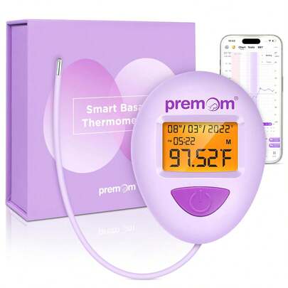 Easy@Home Premom Smart Basal Body Thermometer For Ovulation: Flexible Long-Tip For Hands-Free, 1/100th Degree High Precision, Bluetooth & Premom App Support, 60 Memory