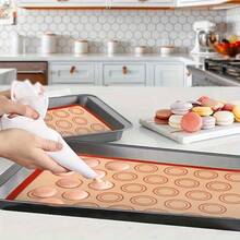 1/5 Piezas Juego de Tapetes de Silicona para Hornear, Esterillas Antiadherentes Reutilizables Resistentes al Calor para Macarons, Forros de Horno Multitamaño para Galletas, Pasteles, Pan, Fácil de Limpiar y Reutilizar Forros de Horno para Galletas - Ver 4
