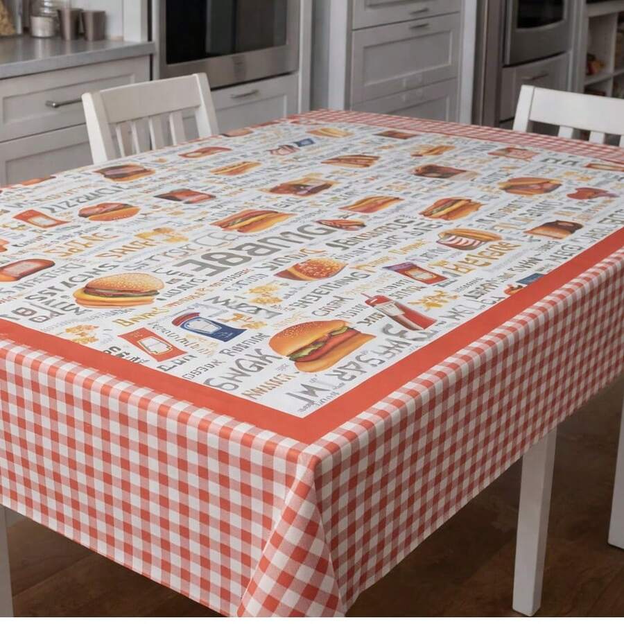 Toalha Térmica de Mesa Hambúrguer Impermeável Antiderrapante Lavável Decoração Cozinha - Vermelho - Visão 1