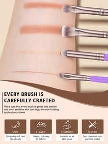 50pcs/6pcs/1pc Complete Makeup Brush Set Includes 20 Soft Makeup Brushes, Such As A Translucent Powder Brush, Blush Brush, Contour Brush, Highlighter Brush, Foundation Brush, Nose Contour Brush, Eyeshadow Brush, Eyebrow Brush, Lip Brush, And Detail Brush; Plus 6 Triangular Sponges, 6 Liquid Beauty Eggs, 6 Finger Sponges, 6 Mini Beauty Eggs, And 6 Round Sponges-Ideal For Beginners, Professional Makeup Artists, And Novice Beauticians. - Purple - View 3