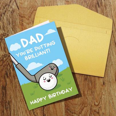 1pc Funny Golf Birthday Card For Dad From Son Daughter, Hilarious Birthday Cards For Golf Lover Daddy, Dad You're Putting Brilliant Birthday Card