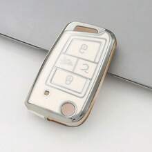 ¡RecomendadoFunda protectora para llave de coche para  VW 2023 2024 para Tiguan Golf GTI Atlas Jetta de suave TPU¡Top de Temporada - Dorado y Negro - Ver 1