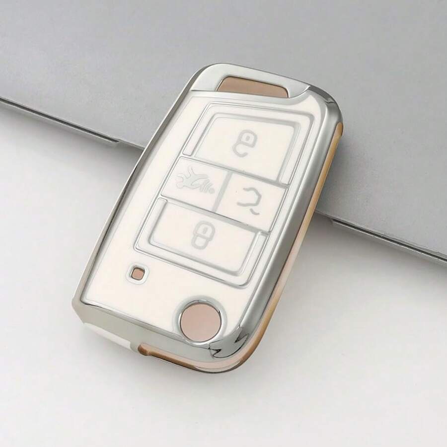 ¡RecomendadoFunda protectora para llave de coche para  VW 2023 2024 para Tiguan Golf GTI Atlas Jetta de suave TPU¡Top de Temporada - Dorado y Negro - Ver 1