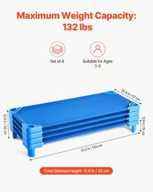 Sillones reclinables para niños - Longitud estándar, juego de 4, azul - Ver 2