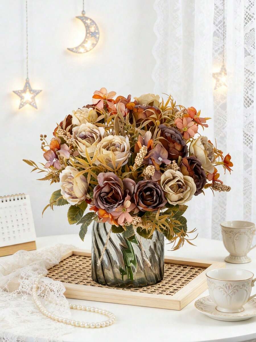 Bó hoa hồng và mẫu đơn nhân tạo lãng mạn 1/3/80 bông, kích thước 12.20 inch, hoa giả dùng để trang trí đám cưới/nhà cửa/phòng ngủ/phòng khách/bàn làm việc, bó hoa cưới, trang trí mùa xuân, trang trí văn phòng, trang trí sân vườn, trang trí ngoài trời, trang trí tiệc sinh nhật, quà tặng năm mới, quà tặng ngày Valentine. - Đỏ - Xem 1