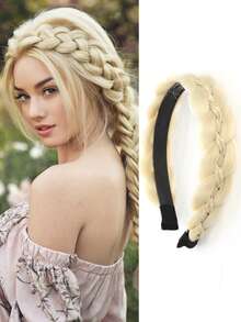 Synthetic Wig, Fishbone Braid Headband, Women's High Crown Updo, Handmade Braided Hair, Integrated Headband Wig - Multicolor - View 10