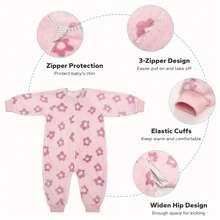 1 件装婴儿睡袋，1.5 Tog 长袖带脚襁褓睡袋，适合 1-3 岁宝宝。 - 粉花 - 查看 2