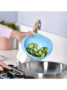 1pc Spring Rice Washing Sieve Strainer Plastic Rice Washing Basin Kitchen Utensil Draining Basket Vegetable Fruit Washing Bowl - Multicolor - View 3