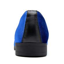 Men's Velvet Loafers Slip-On Comfortable Formal Dress Shoes Wedding Tuxedo Casual Oxfords - 藍色 - 查看 3