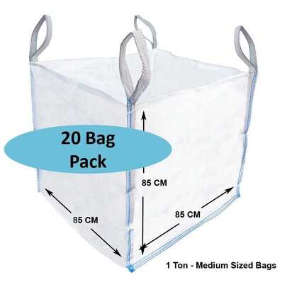 20 X 1 TON BAG RUBBLE BULK BAGS BUILDERS GARDEN WASTE JUMBO ONE TONNE SACKS