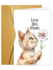 1张“我爱你妈妈”母亲节生日贺卡，送给妈妈、妈咪、亲亲/她——内页空白，附信封 - 套裝 - 查看 9