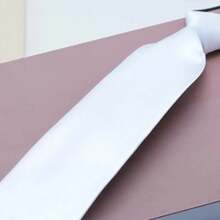 39BD Corbata elegante con cremalleras ajustables, color blanco sólido, para boda y oficina HCRU - Cremallera para darle estilo - Ver 6