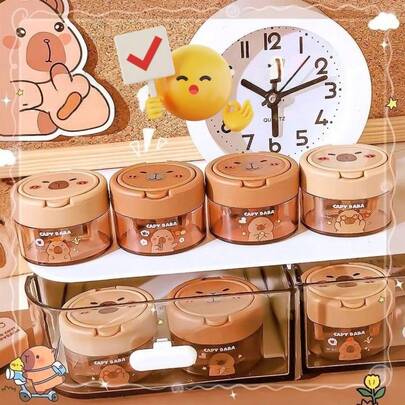 3pcs Cute Water Vole Shaped Manual Pencil Sharpener, Random Color, Creative Flip-Top Pencil Sharpener, Cartoon Style Handheld Pencil Sharpener, Suitable For School And Office, For Pencils And Cosmetic Pencils, Compact Student Pencil Trimmer, Desktop Decor Portable Pencil Trimmer, Student Learning Supplies, Reward Gift, School Supplies