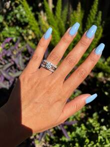 一套925纯银英国女王三件套戒指，镶嵌白色锆石，女士珠宝，适合作为女孩生日派对礼物 - 款式1 - 查看 5