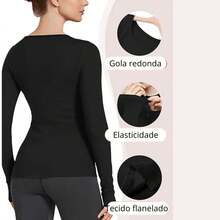 Women's Winter Thermal Kit: Thermal Base Layer Top + Footless Tights | Warm, Stylish, And Ideal For Cold Winter Days - màu đen - Xem 8