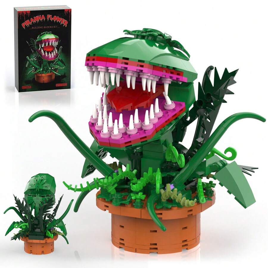 Audrey 2 Cannibal Flower Building Block Set, Little Shop Of Horrors Piranha Plant With Openable Mouth Toy Collection, Gift Birthday, Christmas, Holiday, For TV Fans, (342 PCS) - Màu xanh lá cây đậm - Xem 1
