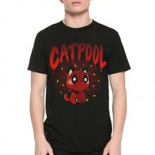 Catpool Deadpool Funny T-Shirt, Men's Women's Sizes (Met-276) - 黑色 - 查看 1