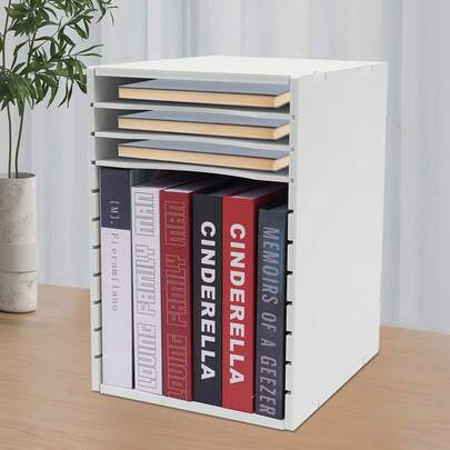 Vertical Desktop File Organizer, 11 Compartment Letter Size Shelves - White Office & Home Desk Organizer For Paper, Mail, Documents | DIY Design, Removable Dividers, Space Saving, 11-Tier Desk Organizer, Vertical Paper Sorter For Office & Home - White Letter/File Size Shelves, Durable Composite Panel, Removable Dividers