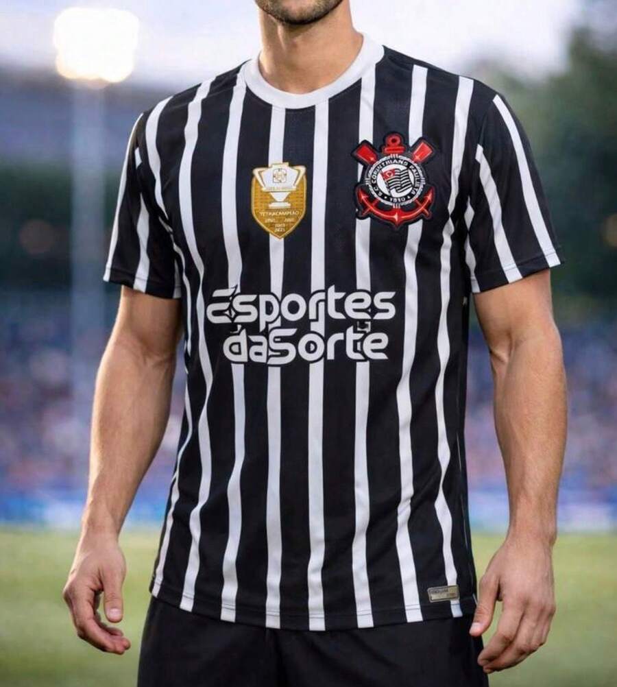 Corinthians Black Orange Blue Striped Jersey New 2026 - Striped - View 1