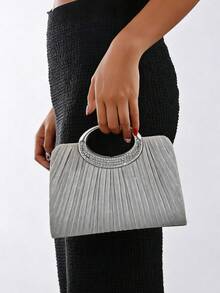 Dedoo 女士时尚闪亮水晶水钻晚宴手拿包，璀璨奢华镶钻正式礼服手包，适合晚宴、派对、生日、婚礼等场合，可作新娘手拿包 - 銀色 - 查看 9