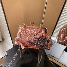 优雅时尚，精致亮片复古风女包。2026新款，优雅奢华的出行手提包。 - 粉色 - 查看 13