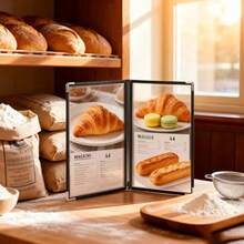 1个A4皮革透明文件袋菜单照片文件奖状展示册，透明PVC食谱活页夹，餐厅菜单活页夹，餐厅收银员文件袋，餐厅和厨房收纳用品，家用厨房用品 - 彩色 - 查看 3