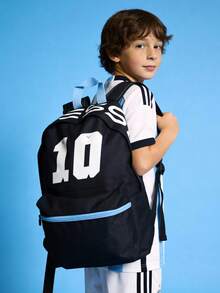 Mochila Deportiva Casual Messi con Compartimentos y Cierre Frontal - Negro - Ver 4