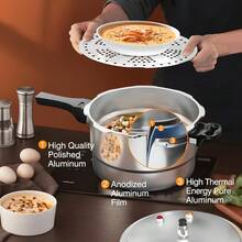 3L/5L Aluminum Alloy Pressure Cooker – Large Induction Hob Compatible Cooker With Dual Handles For Fast Cooking At Home Or In Catering Kitchens (20/22cm Pressure Cooker) - View 10