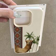 1 chiếc ốp lưng điện thoại bằng chất liệu TPU, họa tiết hoa lá cổ điển, cây dừa và lạc đà, tương thích với iPhone 17 Pro Max/17/16 Pro Max/15/13/12/11, S20 FE/A15/S24/A55, Note 11/Note 12/Note 13 Pro, bảo vệ điện thoại toàn diện, chống rơi vỡ, mềm mại. - trắng - Xem 3