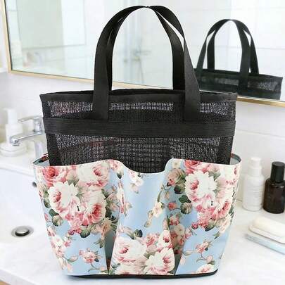 大容量碎花图案洗漱包，可折叠设计，方便收纳，节省空间，适合短途旅行、商务出行、露营等场合。