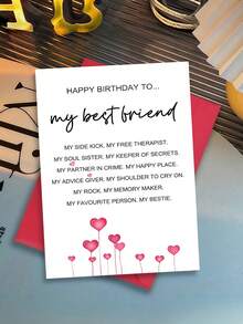 1张闺蜜生日贺卡（含信封） - 祝我最好的朋友生日快乐，献给灵魂姐妹和挚友的真挚祝福卡，内页空白，可列出你扮演的所有角色 - 查看 2